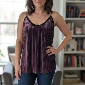 Jasmine & Juliana Pleated Shimmer Cami | Size Large | Plum